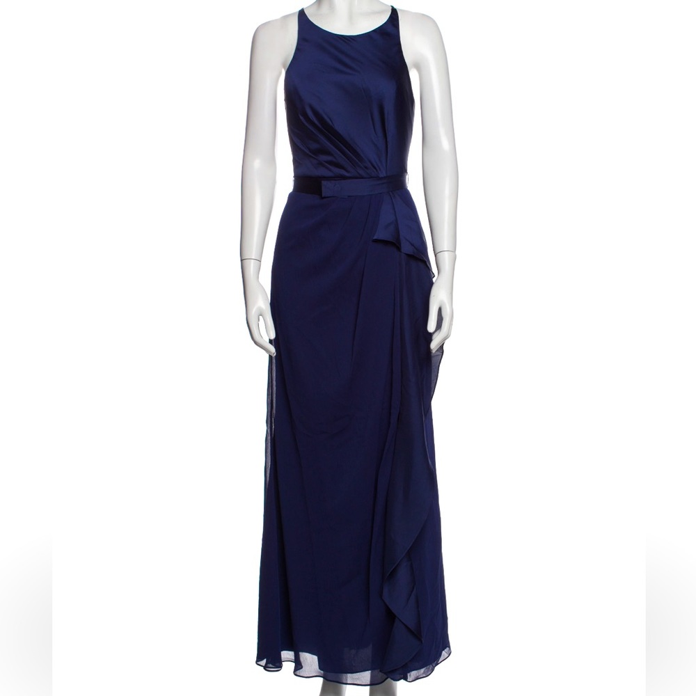 Vera Wang White Midnight Blue Formal Long Dress Gown NWT sz 8